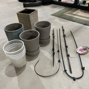 2 sets: Orchid pots, liners, sticks, and clamps